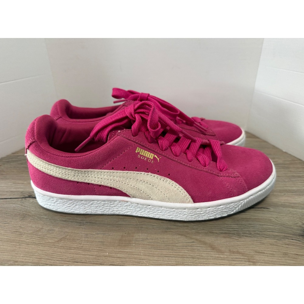Puma Suede Classic Sneakers Womens 8.5 Pink White 355462 38 Low Top Retro Shoes - Picture 5 of 9
